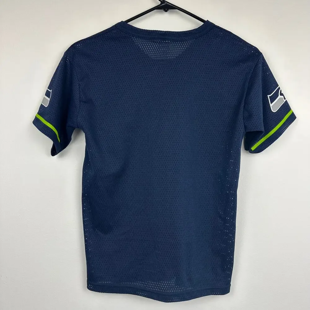 Franklin Youth Seattle Seahawks NFL Football Logo Mesh Navy Blue Jersey Medium